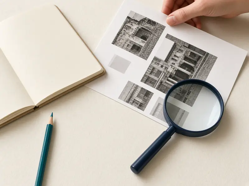 Reading the page and marking what is missing.